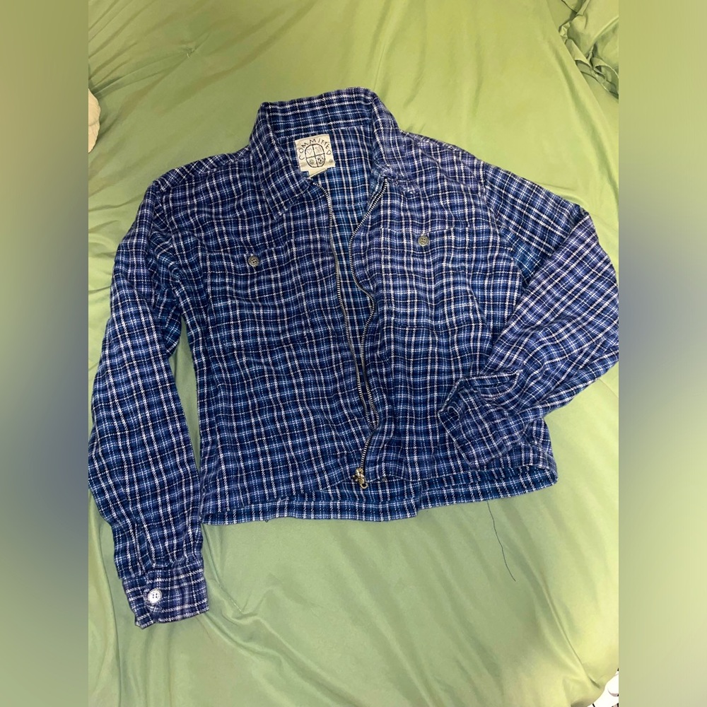 Blue plaid light weight jacket